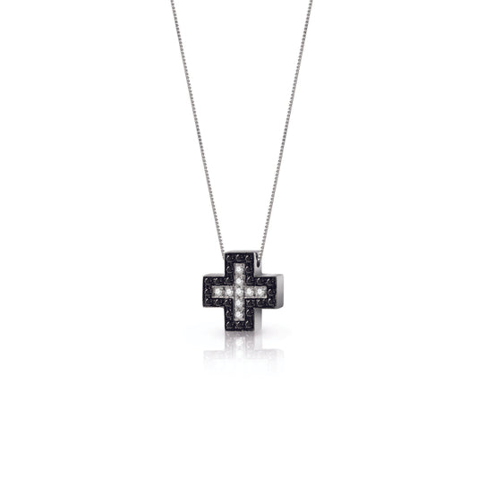 Croce con anima diamanti black - Gioielleria Conte